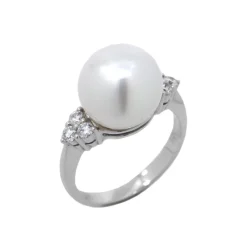Josephs Jewelers Rings>14K White Gold Pearl and Diamond Ring