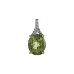 Josephs Jewelers Necklaces And Pendants>14K White Gold Peridot and Diamond Pendant