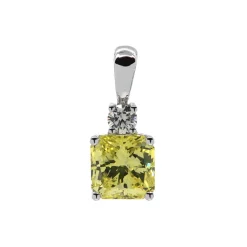 Josephs Jewelers Necklaces And Pendants>14K White Gold Radiant Yellow Diamond Pendant