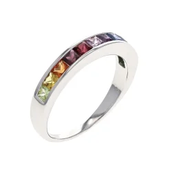 Josephs Jewelers Rings>14K White Gold Rainbow Sapphire Ring