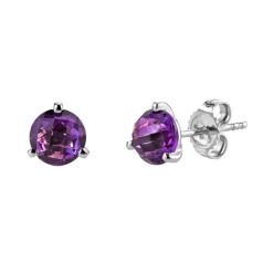 Josephs Jewelers Earrings>14K White Gold Round Amethyst Earrings