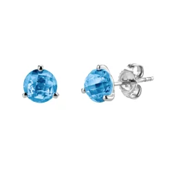 Josephs Jewelers Earrings>14K White Gold Round Blue Topaz Stud Earrings