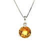 Josephs Jewelers Necklaces And Pendants>14K White Gold Round Citrine Pendant and Chain