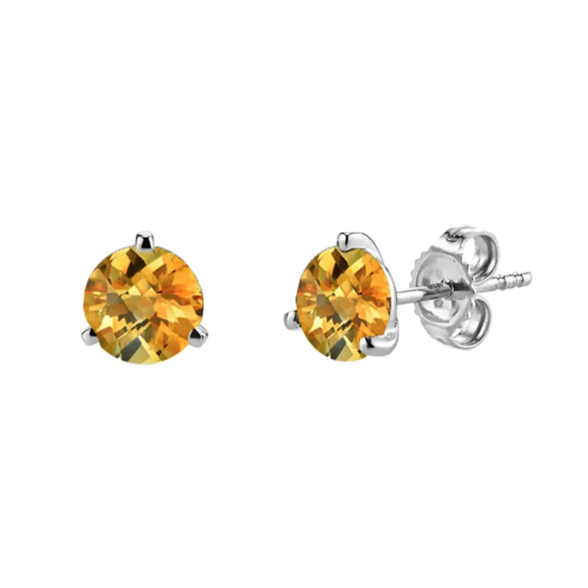 Josephs Jewelers Earrings>14K White Gold Round Citrine Earrings