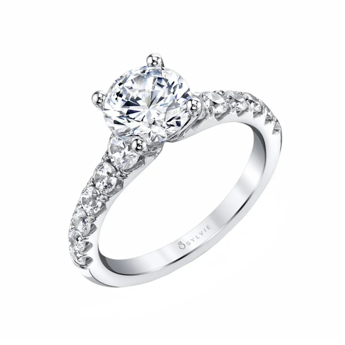 Josephs Jewelers Engagement Rings>14K White Gold Round Cut Classic Engagement Ring – Anais
