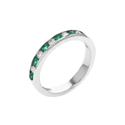 Josephs Jewelers Rings>14K White Gold Round Emerald and Diamond Band