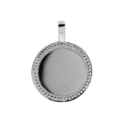 Josephs Jewelers Necklaces And Pendants>18K White Gold Round Milgrain Border Charm
