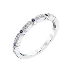 Josephs Jewelers Rings>14K White Gold Round Sapphire and Diamond Band