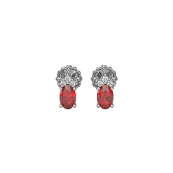 Josephs Jewelers Earrings>14K White Gold Ruby and Diamond Stud Earrings