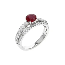 Josephs Jewelers Rings>14K White Gold Ruby and Diamond Ring