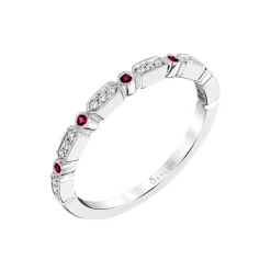 Josephs Jewelers Rings>14K White Gold Ruby and Diamond Band