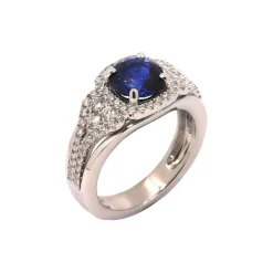 Josephs Jewelers Rings>14K White Gold Sapphire and Diamond Ring