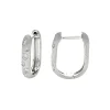 Josephs Jewelers Earrings>14K White Gold Satin Finish Diamond Huggie Hoop Earings