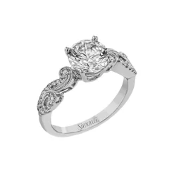 Josephs Jewelers Engagement Rings>18K White Gold Scroll Pattern Engagement Ring Semi-Mounting