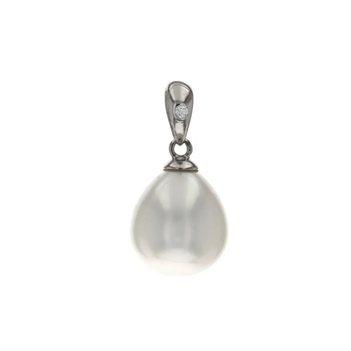 Josephs Jewelers Necklaces And Pendants>14K White Gold South Sea Pearl and Diamond Pendant
