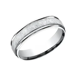 Josephs Jewelers Wedding Bands For Men>14K White Gold Swirl Fiberglass Band