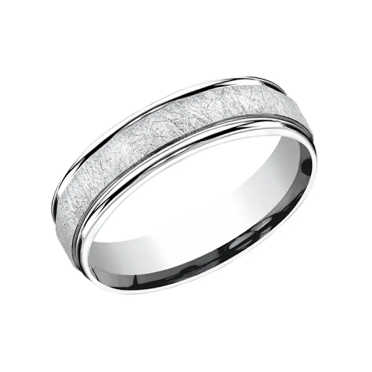 Josephs Jewelers Wedding Bands For Men>14K White Gold Swirl Fiberglass Band