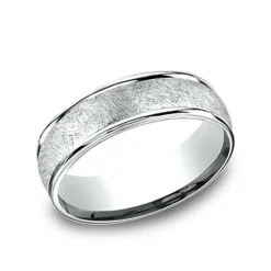Josephs Jewelers Wedding Bands For Men>14K White Gold Swirl Fiberglass Band