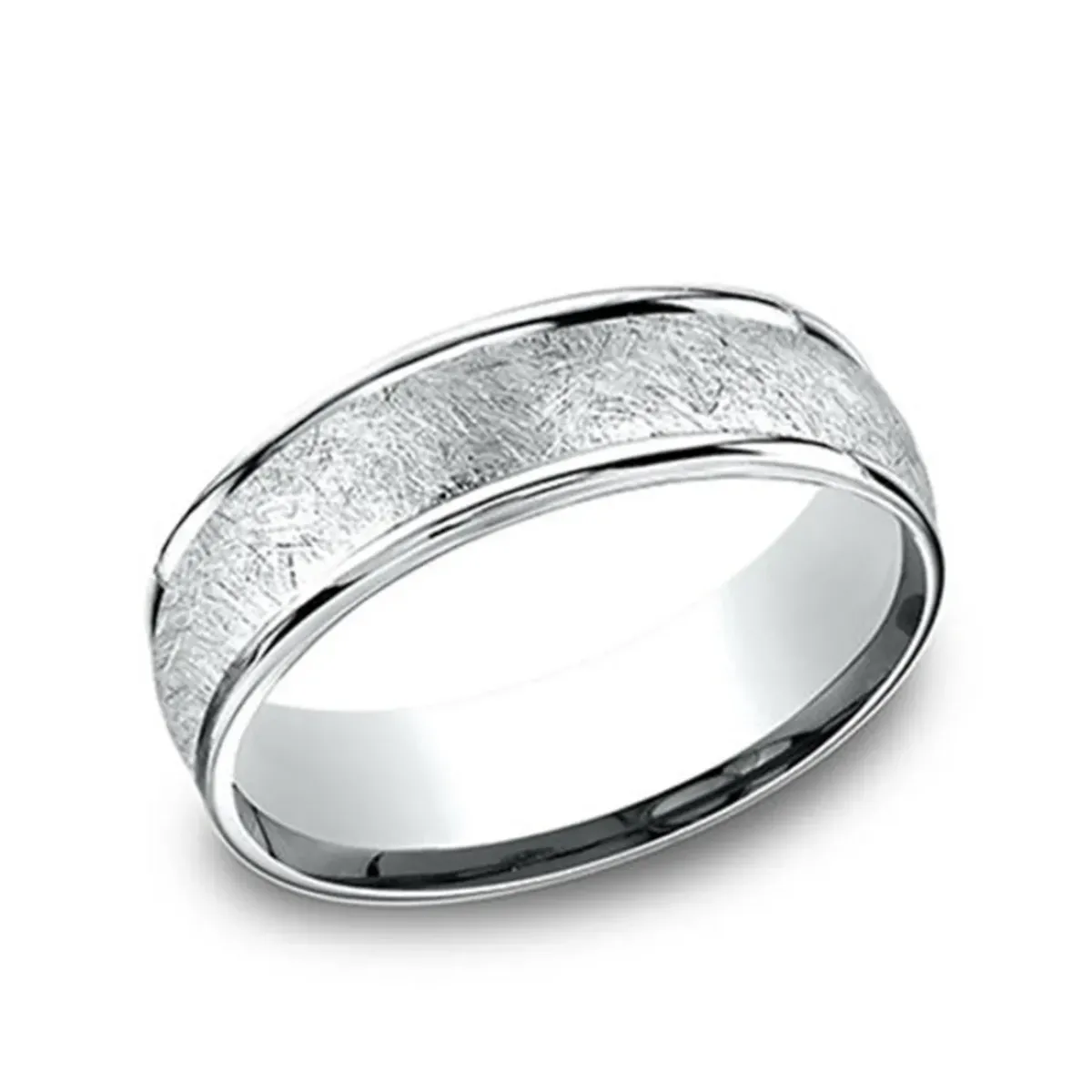 Josephs Jewelers Wedding Bands For Men>14K White Gold Swirl Fiberglass Band
