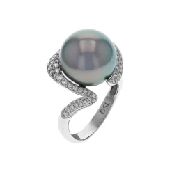 Josephs Jewelers Rings>18K White Gold Tahitian Pearl and Diamond Ring
