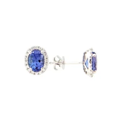 Josephs Jewelers Earrings>14K White Gold Tanzanite and Diamond Earrings