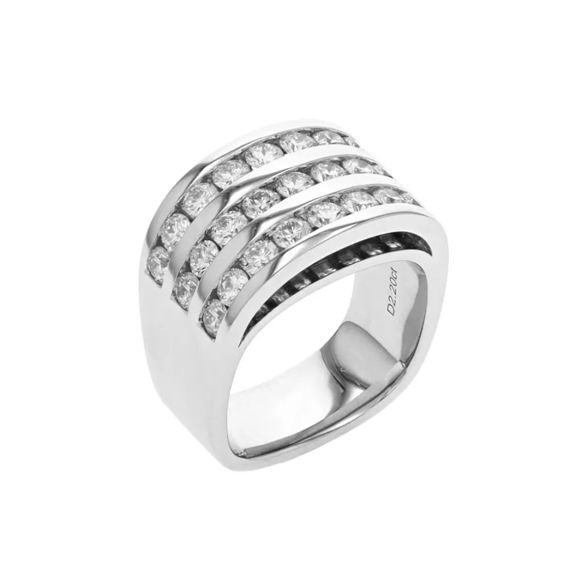 Josephs Jewelers Wedding Bands For Women>18K White Gold Three Channel Diamond Band