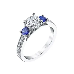 Josephs Jewelers Engagement Rings>14K White Gold Three Stone Sapphire Engagement Ring – Lola