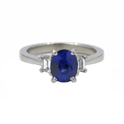 Josephs Jewelers Rings>14K White Gold Three-Stone Sapphire Ring