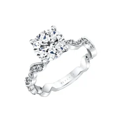 Josephs Jewelers Engagement Rings>14K White Gold Tulira Leaf Inspired Engagement Ring – Zinnia