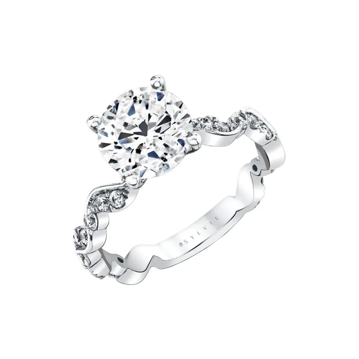 Josephs Jewelers Engagement Rings>14K White Gold Tulira Leaf Inspired Engagement Ring – Zinnia