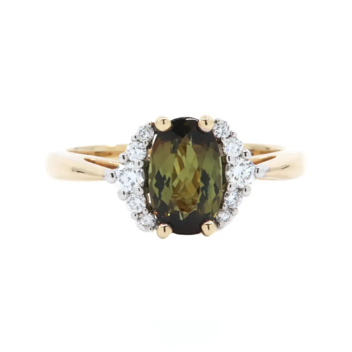 Josephs Jewelers Rings>14K Yellow and White Gold Oval Andalusite and Diamond Ring