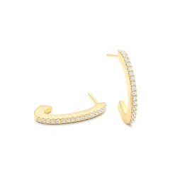 Josephs Jewelers Earrings>14K Yellow Gold 0.55 Carat Diamond J-Hoop Earrings