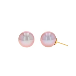 Josephs Jewelers Earrings>14K Yellow Gold 13-14 mm Pink Freshwater Pearl Earrings