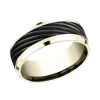 Josephs Jewelers Wedding Bands For Men>14K Yellow Gold and Black Titanium Swirl Band