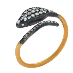 Josephs Jewelers Rings>22K Yellow Gold and Oxidized Sterling Silver Diamond Snake Ring