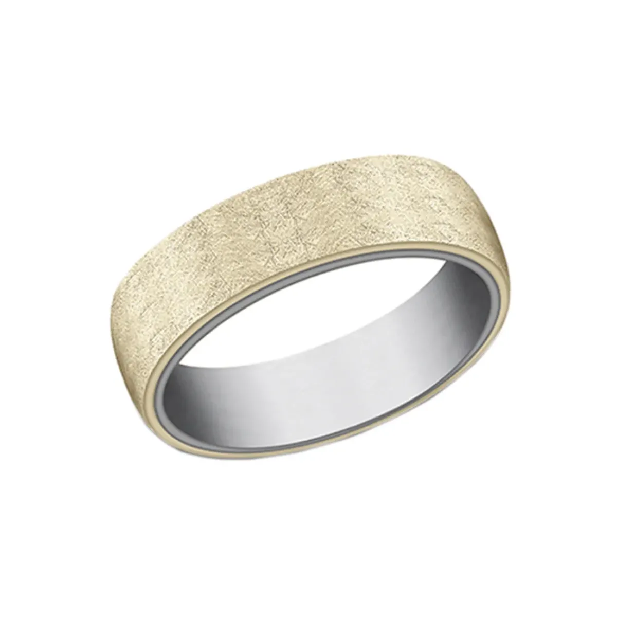 Josephs Jewelers Wedding Bands For Men>14K Yellow Gold and Tantalum Swirl Wedding Band