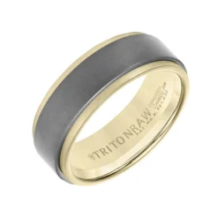 Josephs Jewelers Wedding Bands For Men>18K Yellow Gold and Tungsten 8mm Wedding Band
