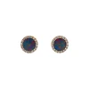 Josephs Jewelers Earrings>14K Yellow Gold Australian Opal Doublet and Diamond Earrings