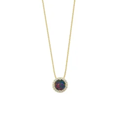 Josephs Jewelers Necklaces And Pendants>14K Yellow Gold Australian Opal Doublet Pendant with Chain