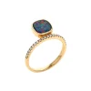 Josephs Jewelers Rings>14K Yellow Gold Australian Opal Doublet and Diamond Ring