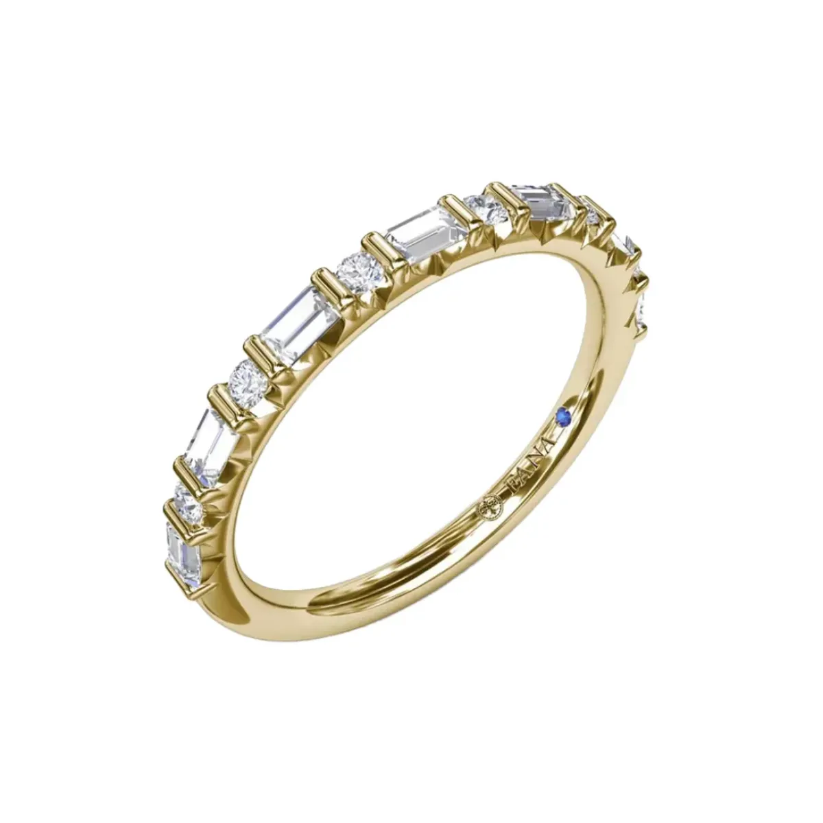 Josephs Jewelers Wedding Bands For Women>14K Yellow Gold Baguette and Round Diamond Wedding Band