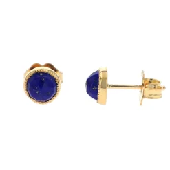 Josephs Jewelers Earrings>14K Yellow Gold Bezeled Lapis Stud Earrings
