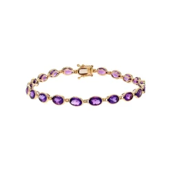 Josephs Jewelers Bracelets>14K Yellow Gold Bezel-Set Oval Amethyst Bracelet