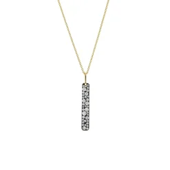 Josephs Jewelers Necklaces And Pendants>14K Yellow Gold Black Rhodium Diamond Bar Pendant with Chain