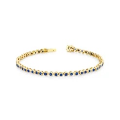Josephs Jewelers Bracelets>14K Yellow Gold Blue Sapphire Bezel Bracelet