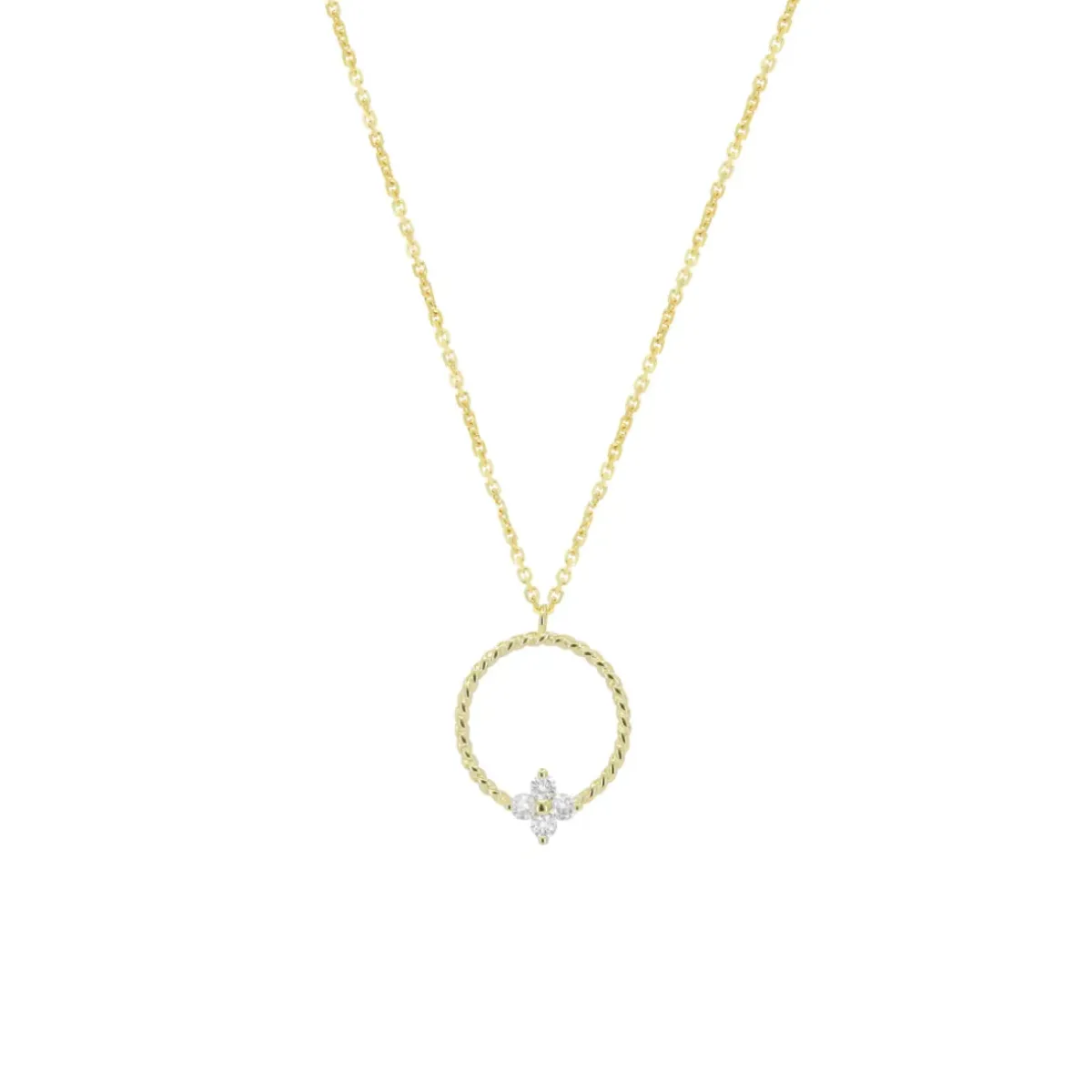 Josephs Jewelers Necklaces And Pendants>14K Yellow Gold Circular Rope Diamond Pendant with Chain