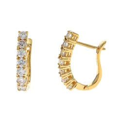 Josephs Jewelers Earrings>14K Yellow Gold Curved Diamond Hoop Earrings