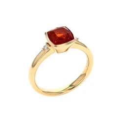 Josephs Jewelers Rings>14K Yellow Gold Cushion Citrine and Diamond Ring