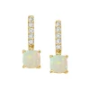 Josephs Jewelers Earrings>14K Yellow Gold Cushion Opal and Diamond Earrings