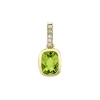 Josephs Jewelers Necklaces And Pendants>14K Yellow Gold Cushion Peridot and Diamond Pendant